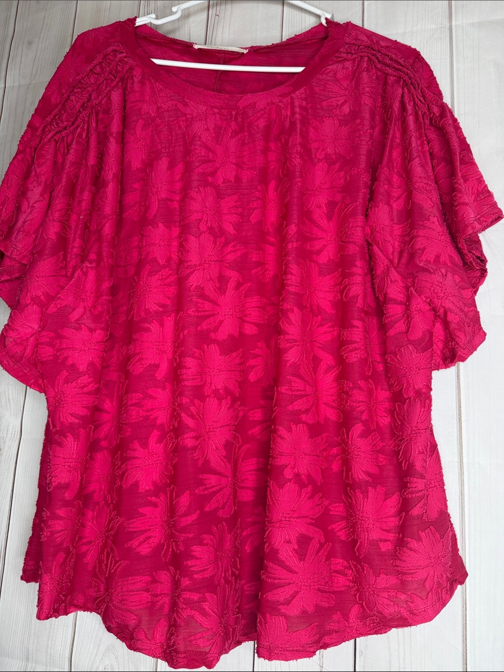 Fair Haven Textured Floral Tunic Blouse - Hot Pink 2xl -1136